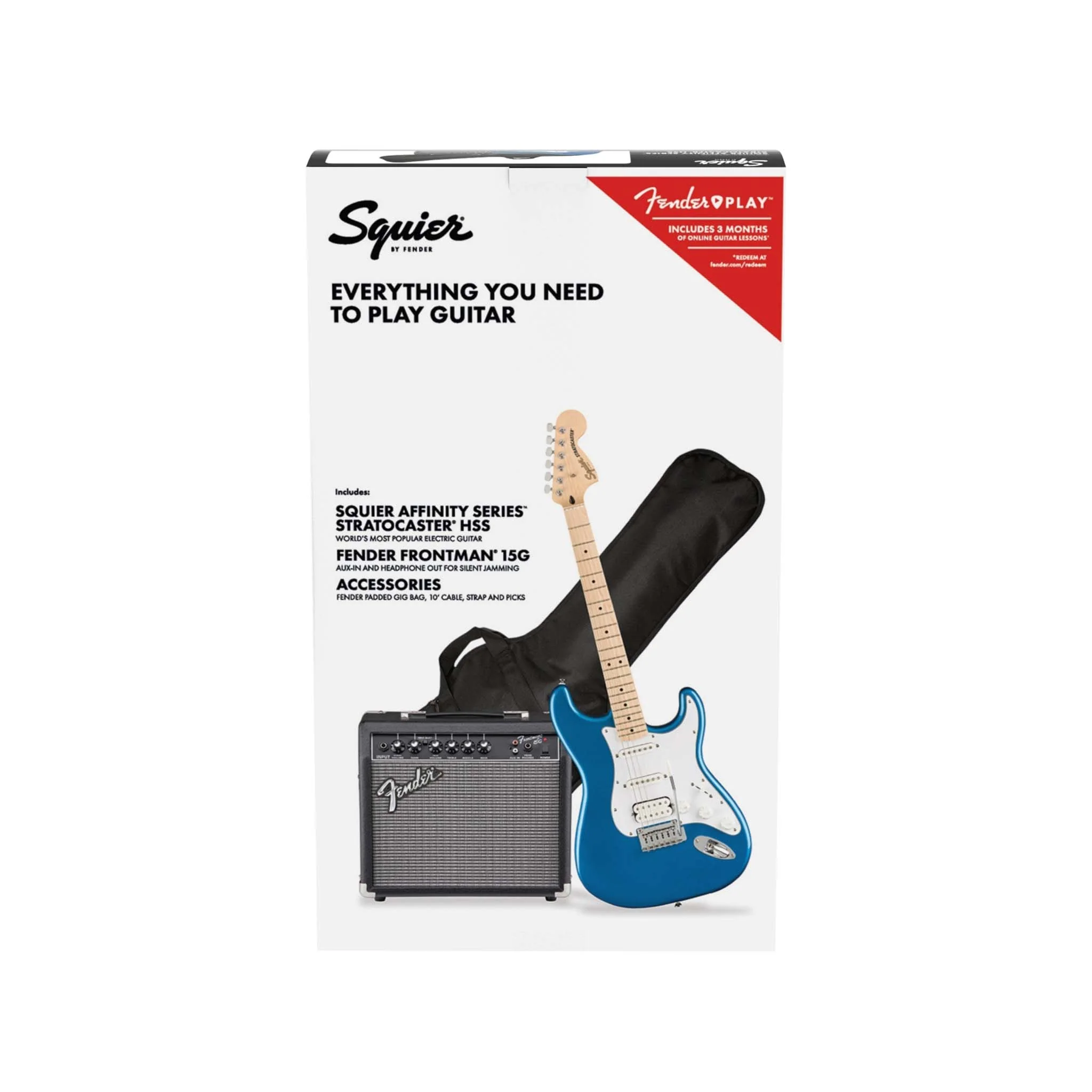 Squier Affinity Series HSS Stratocaster Guitar Pack, Maple FB, Lake Placid Blue, 230V, UK - Image 9