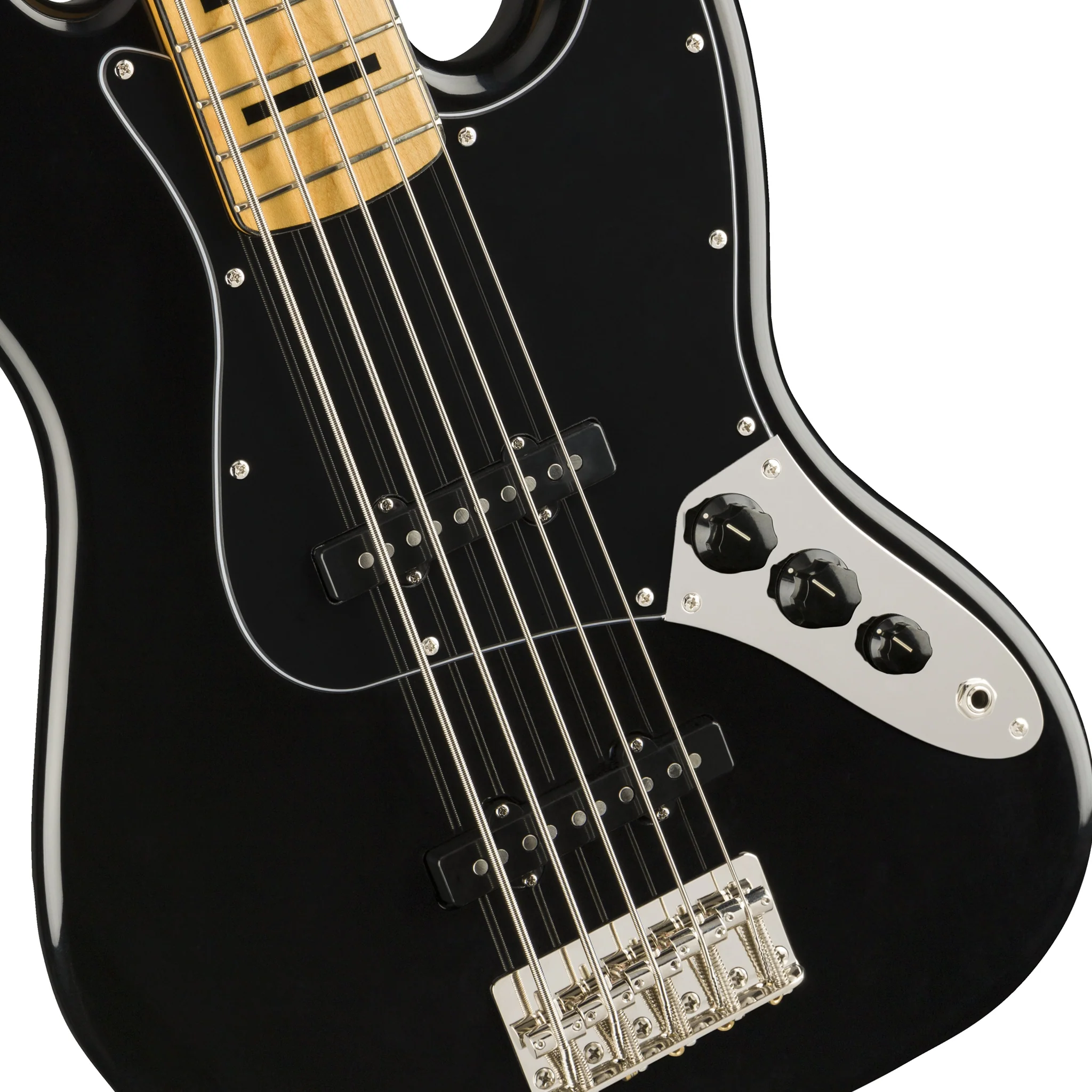 Squier Classic Vibe 70s Jazz 5-String Bass Guitar, Maple FB, Black - Image 4