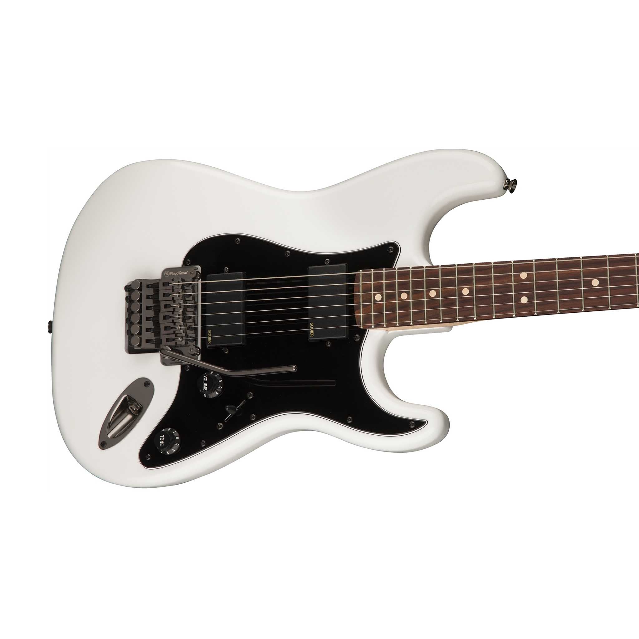 Squier Contemporary Active HH Stratocaster Electric Guitar w/Floyd Rose, RW FB, Olympic White - Image 3