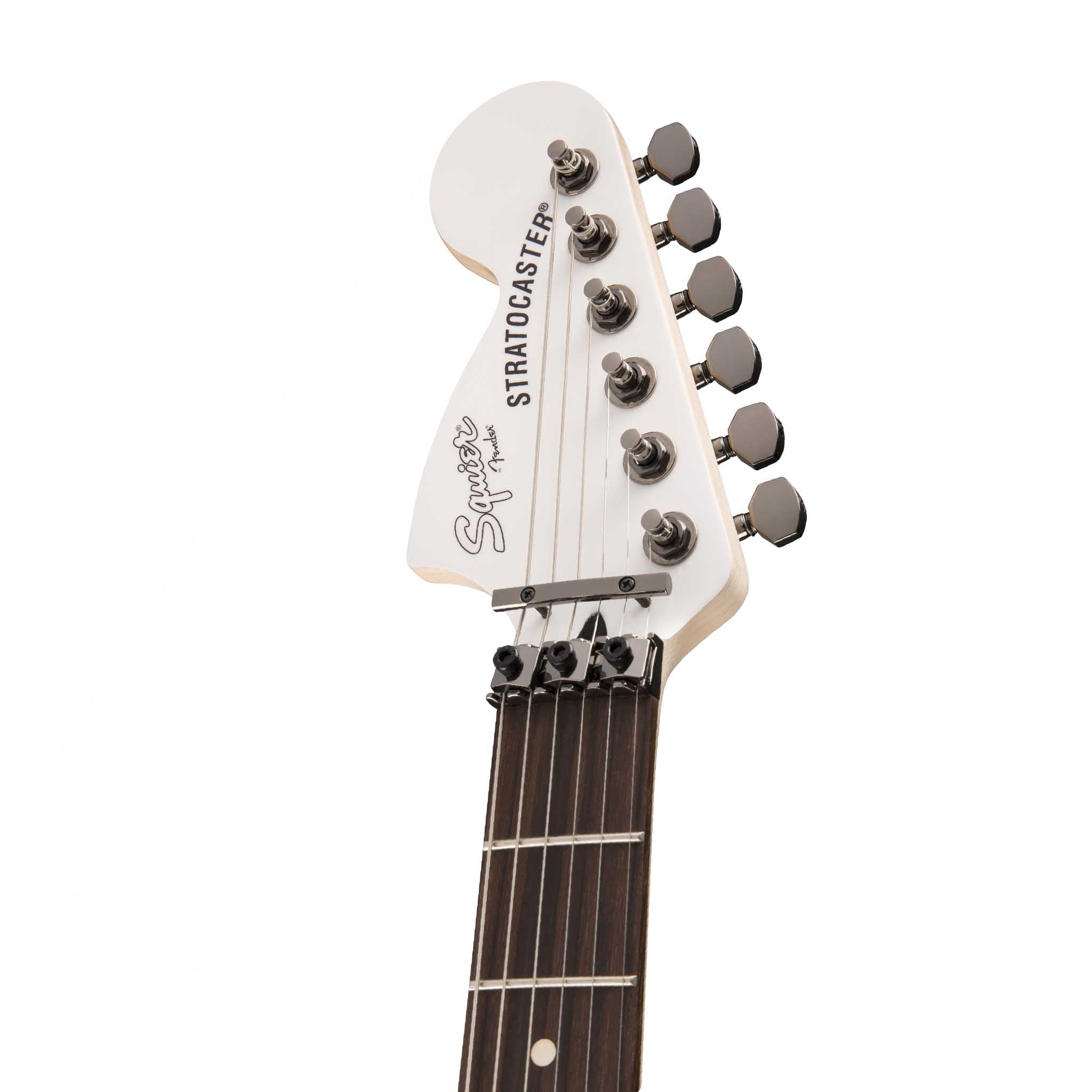 Squier Contemporary Active HH Stratocaster Electric Guitar w/Floyd Rose, RW FB, Olympic White - Image 4