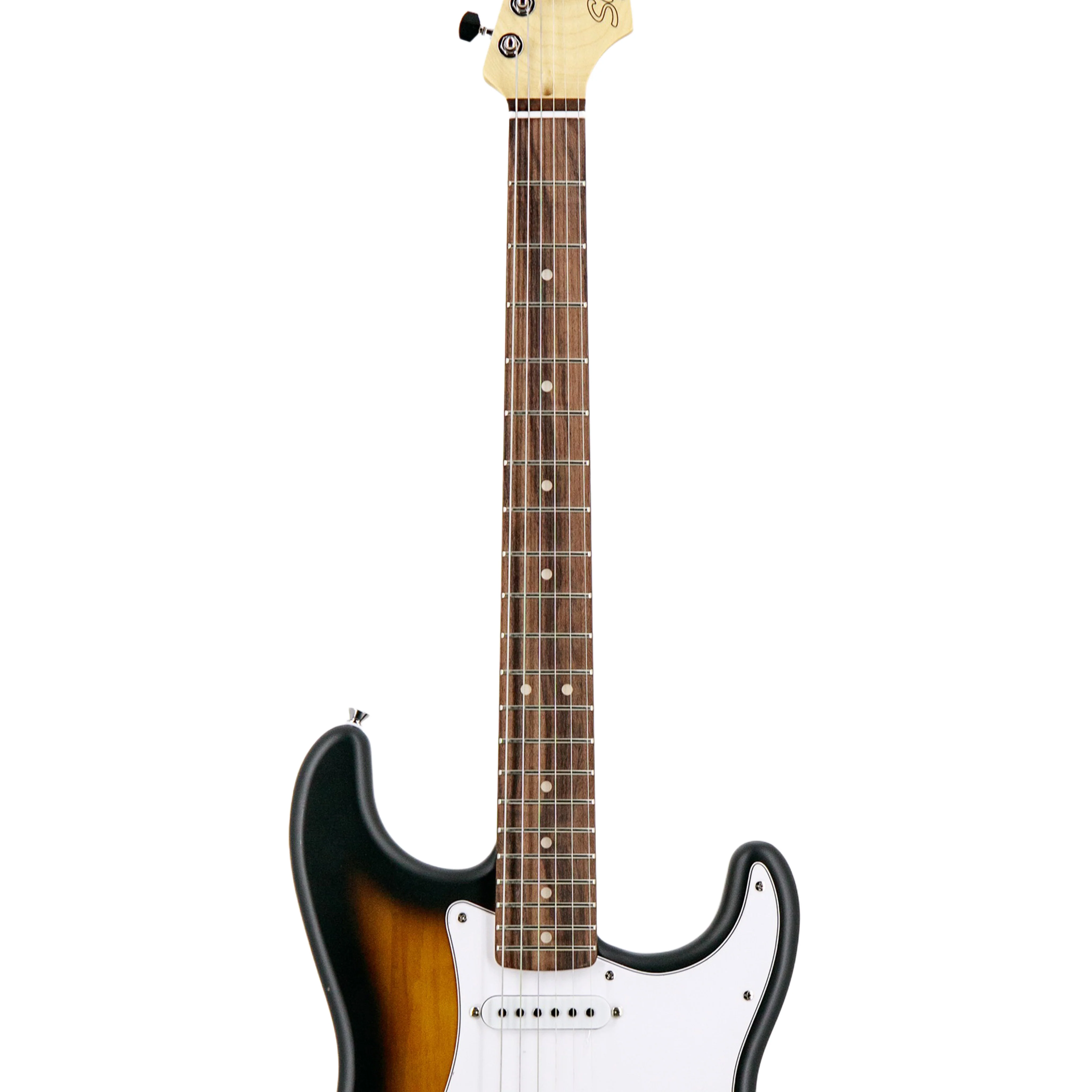 Squier Debut Series Stratocaster HSS Electric Guitar, Laurel FB, 2 Tone Sunburst - Image 5