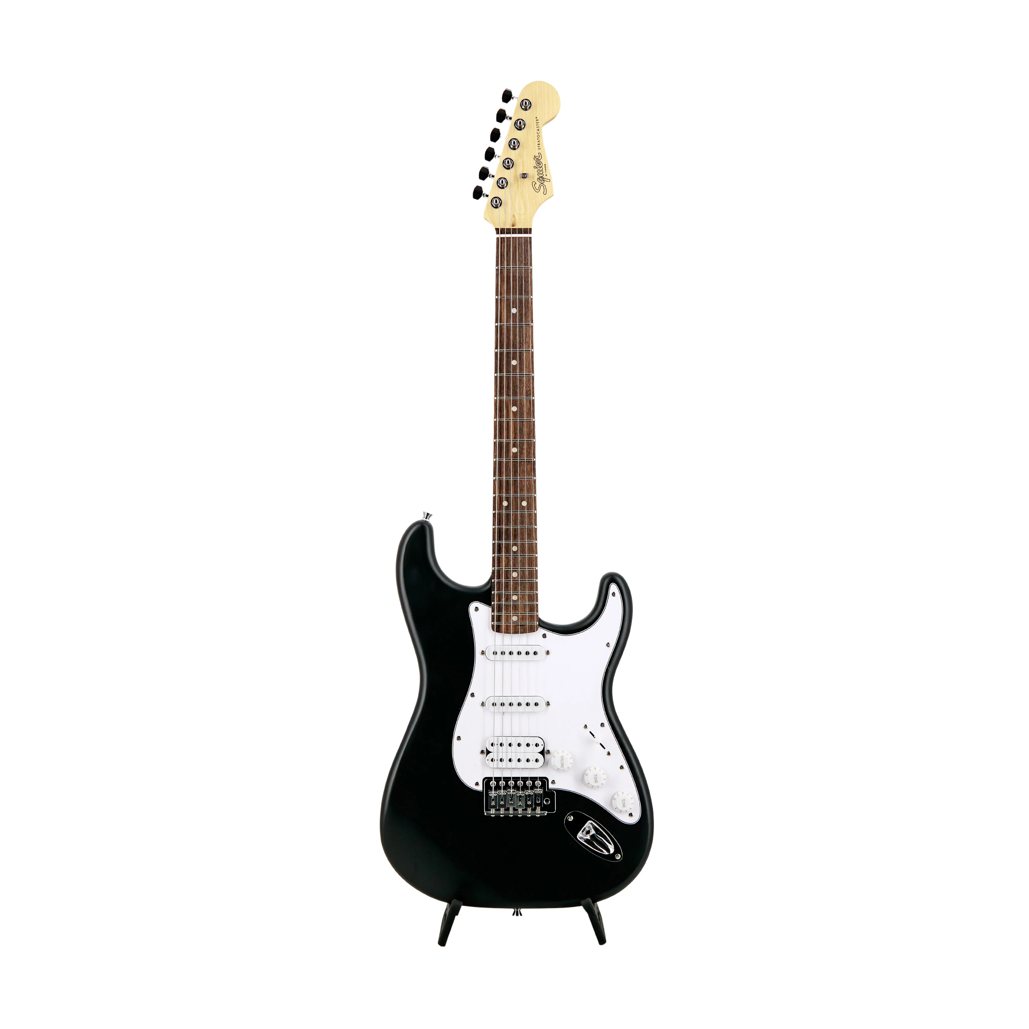 Squier Debut Series Stratocaster HSS Electric Guitar, Laurel FB, Black