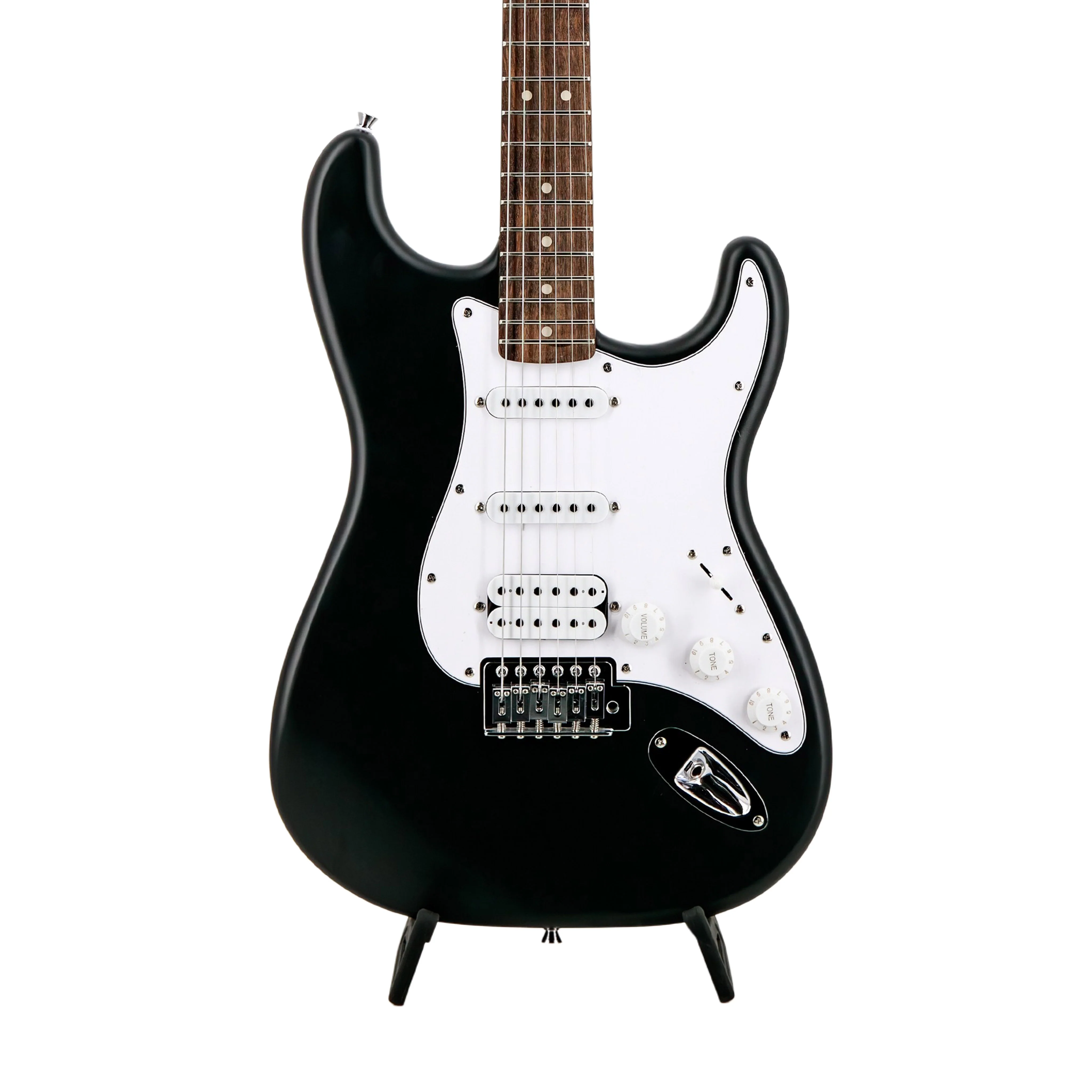 Squier Debut Series Stratocaster HSS Electric Guitar, Laurel FB, Black - Image 3