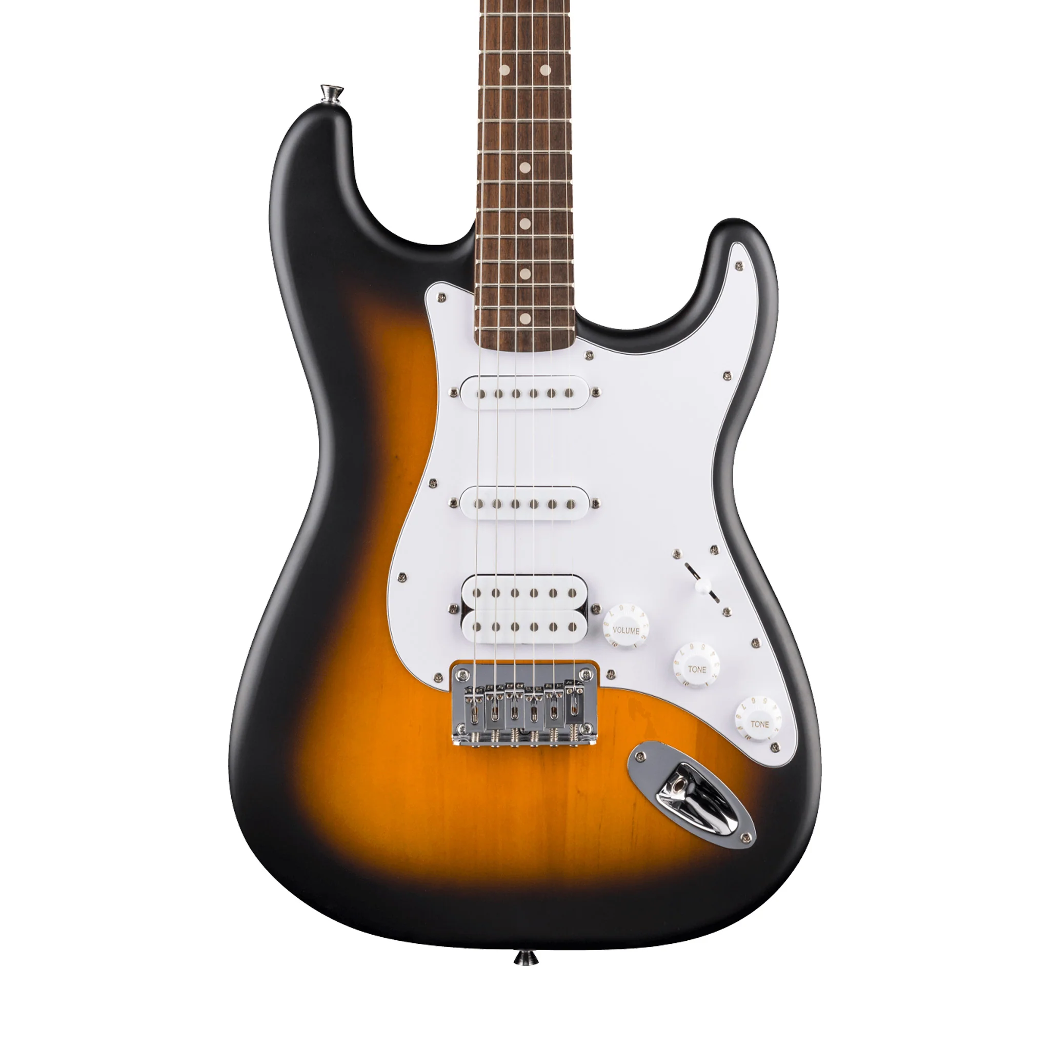 Squier Debut Series Stratocaster HT HSS Electric Guitar, Laurel FB, 2 Tone Sunburst - Image 3