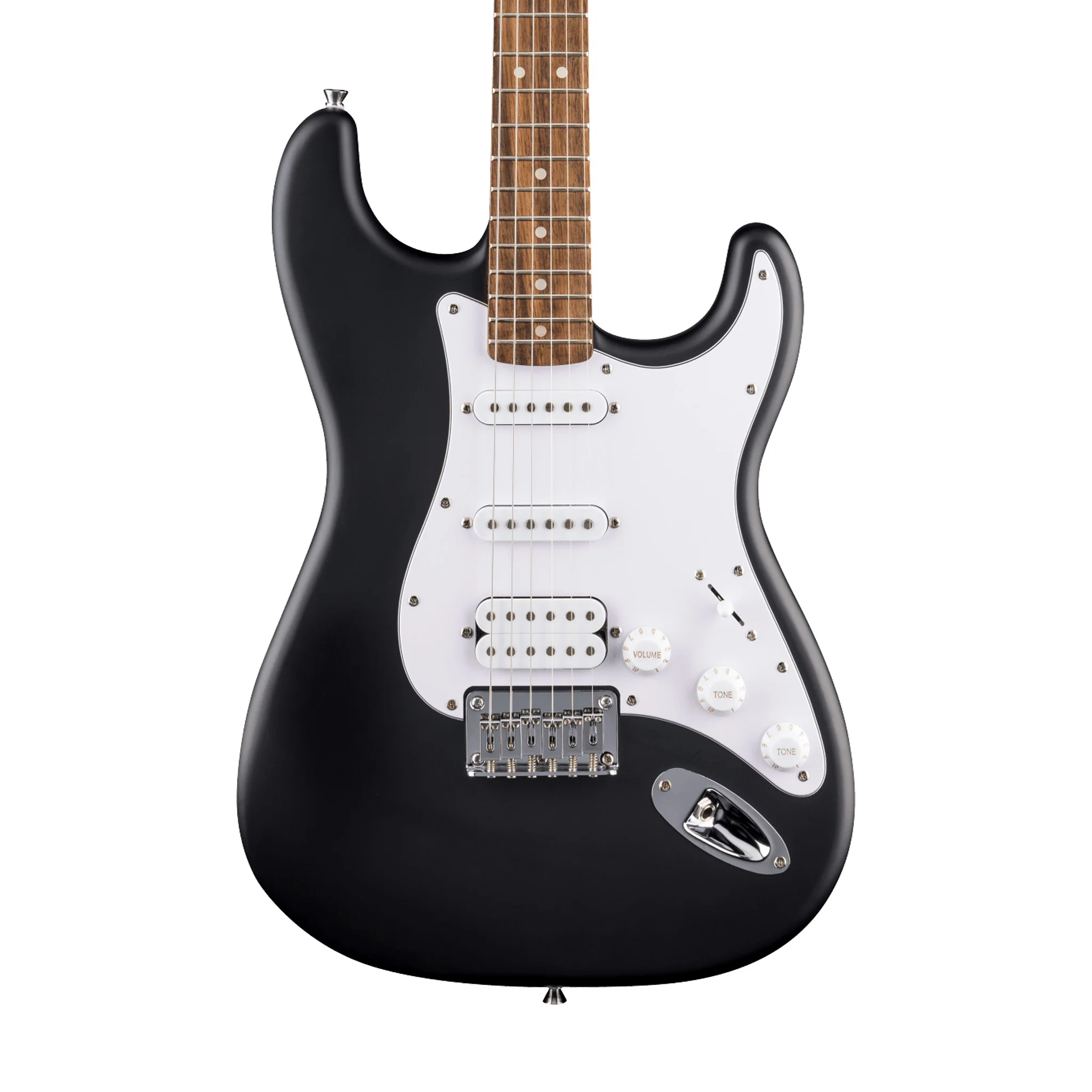 Squier Debut Series Stratocaster HT HSS Electric Guitar, Laurel FB, Black - Image 3