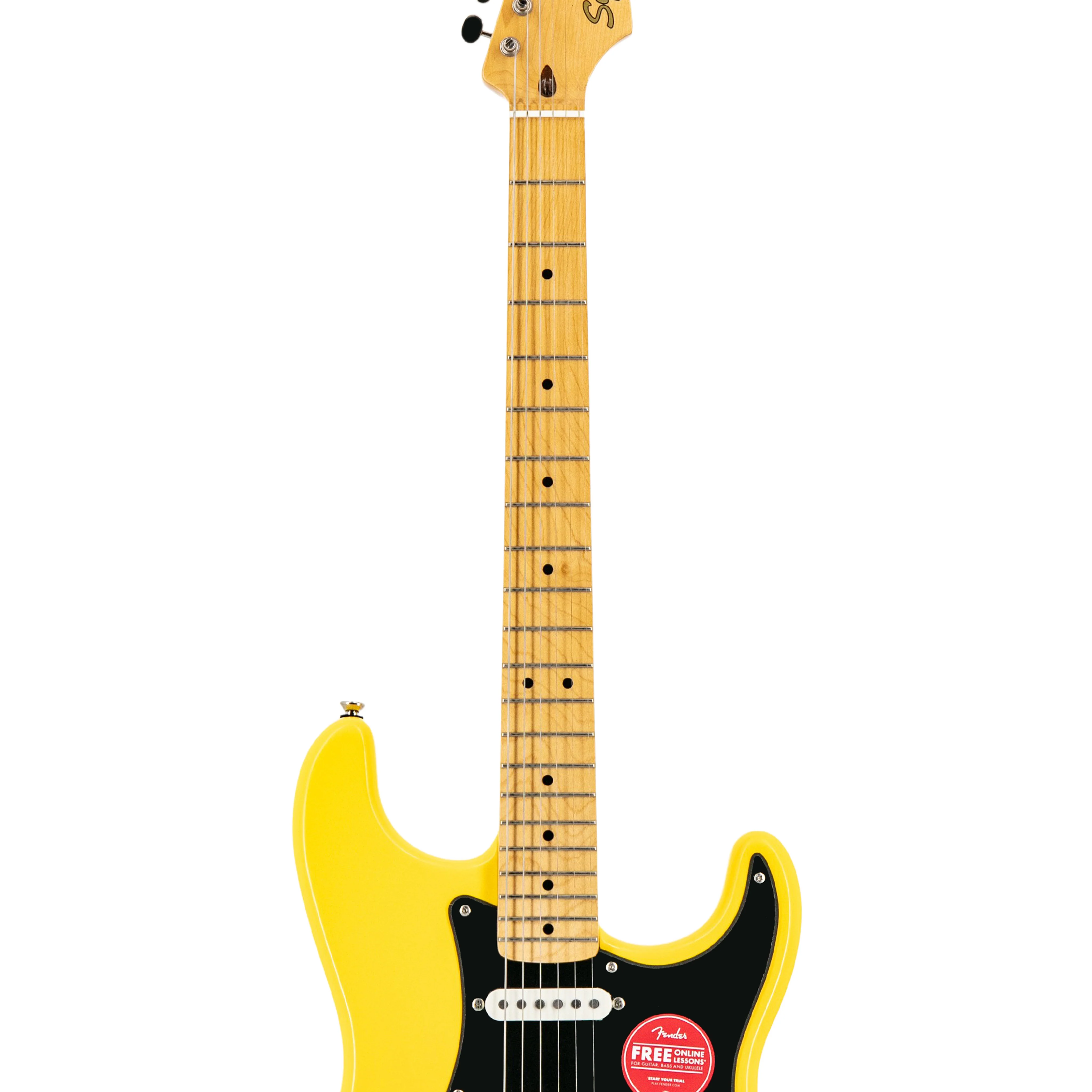 Squier FSR Classic Vibe 50s Stratocaster HSS Electric Guitar w/Black Pickguard, Graffiti Yellow - Image 5