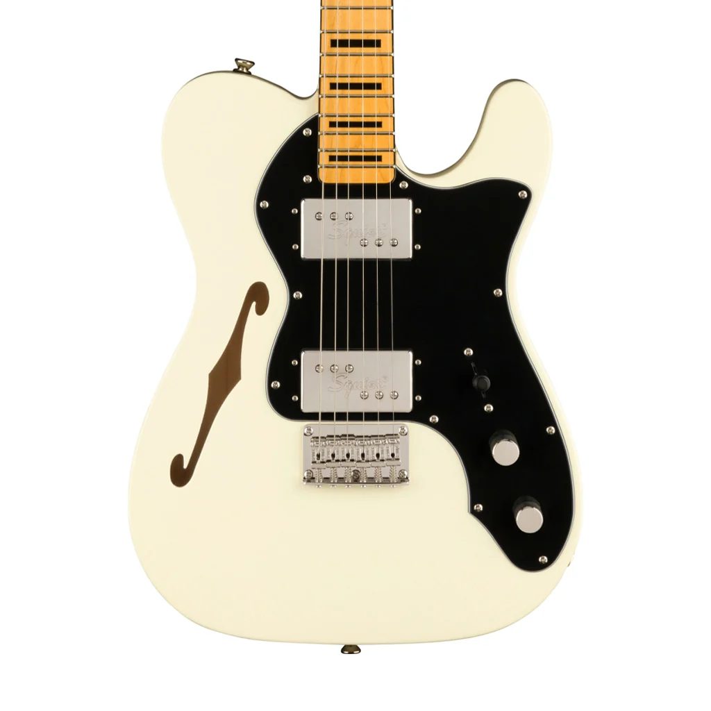 Squier FSR Classic Vibe 70s Telecaster Thinline Electric Guitar, Olympic White - Image 3