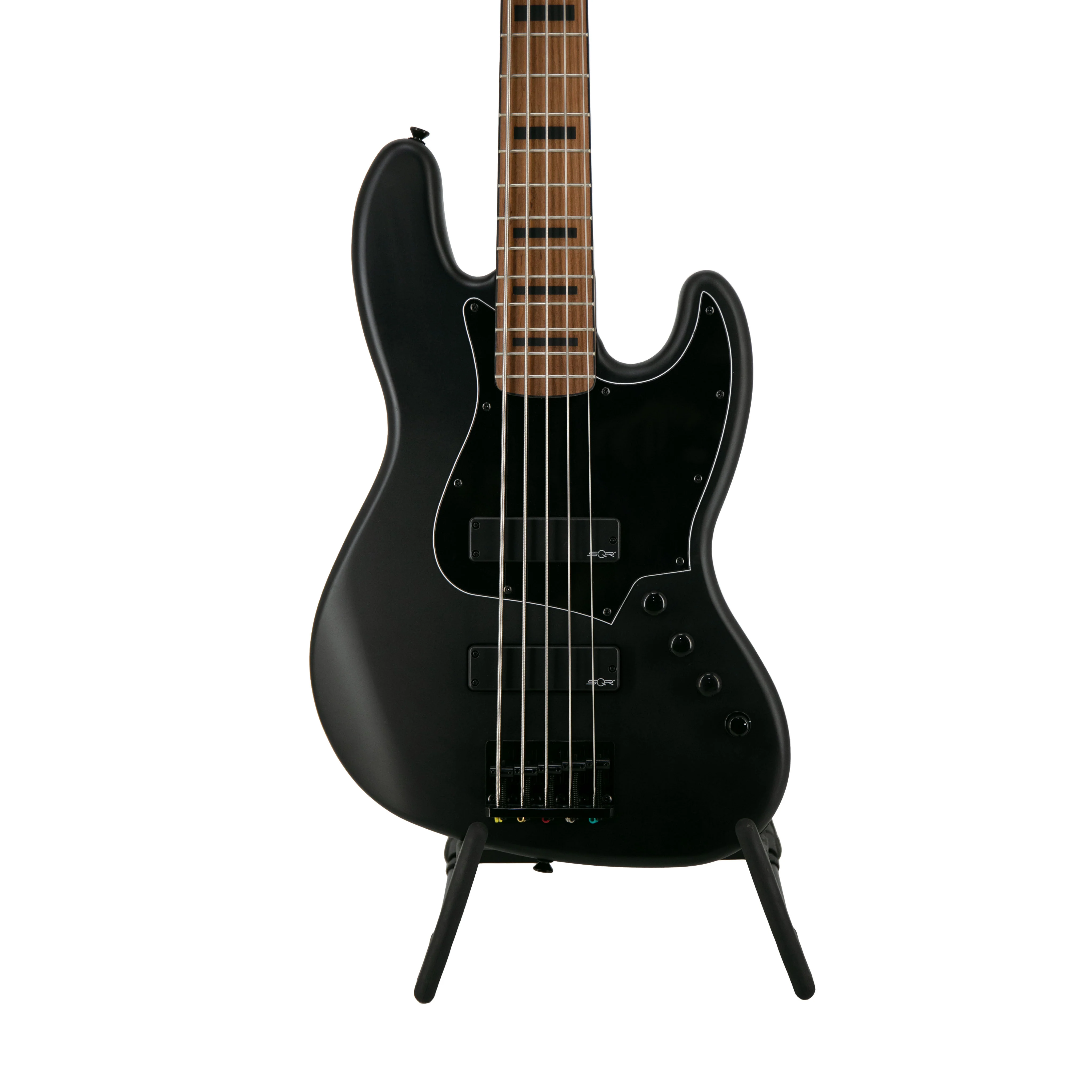 Squier FSR Contemporary Active Jazz V Bass Guitar, Flat Black - Image 3