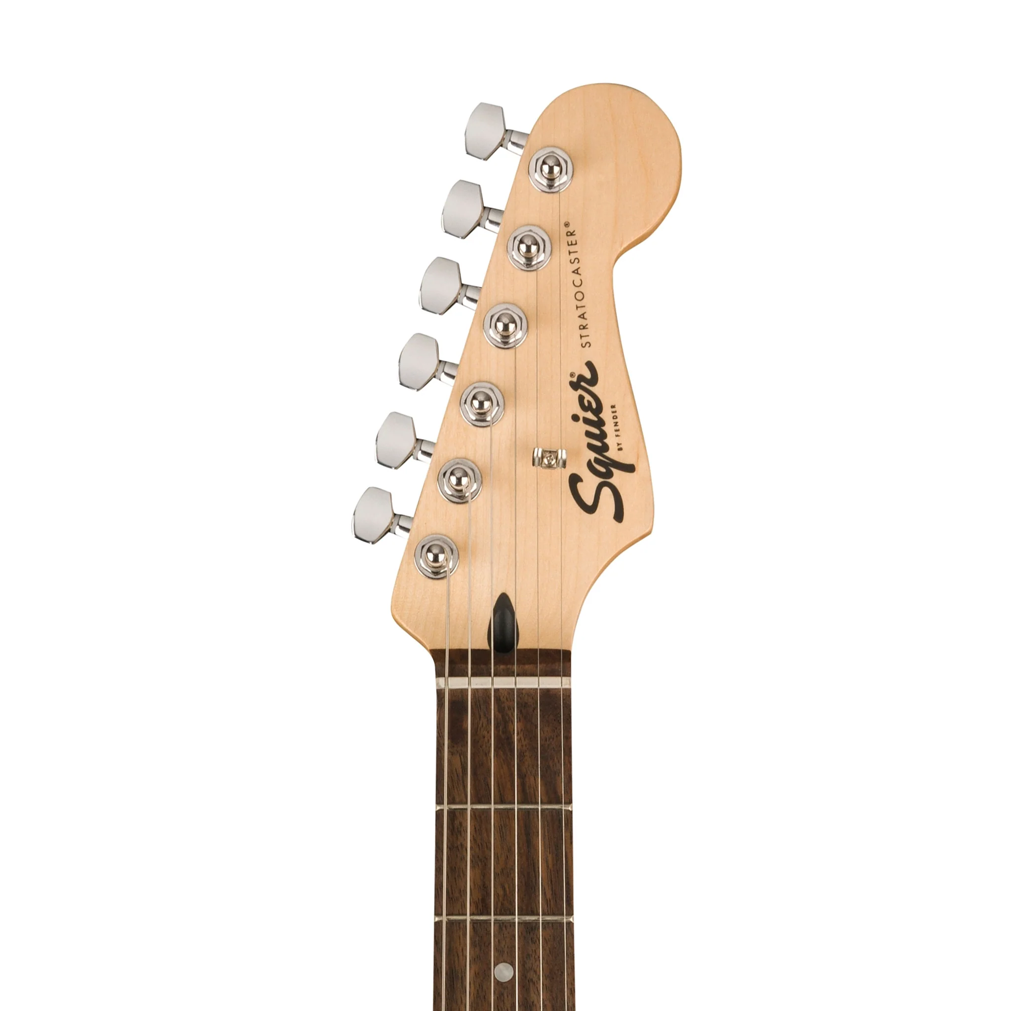 Squier FSR Sonic Stratocaster HSS Electric Guitar w/White Pickguard, Laurel FB, Lime Green - Image 6