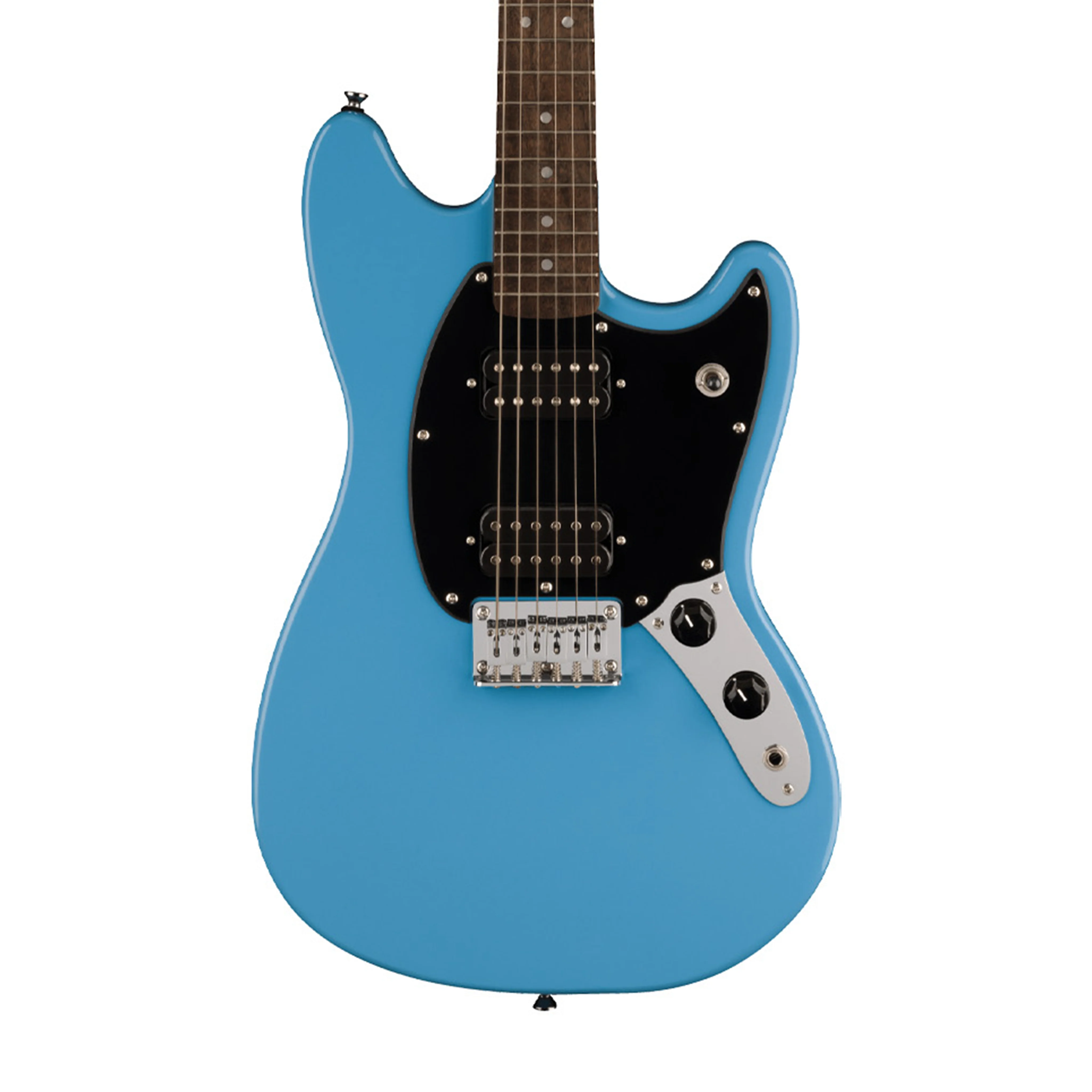 Squier Sonic Mustang HH Electric Guitar w/Black Pickguard, Laurel FB, California Blue w/ Fender Frontman 10G Bundle - Image 2