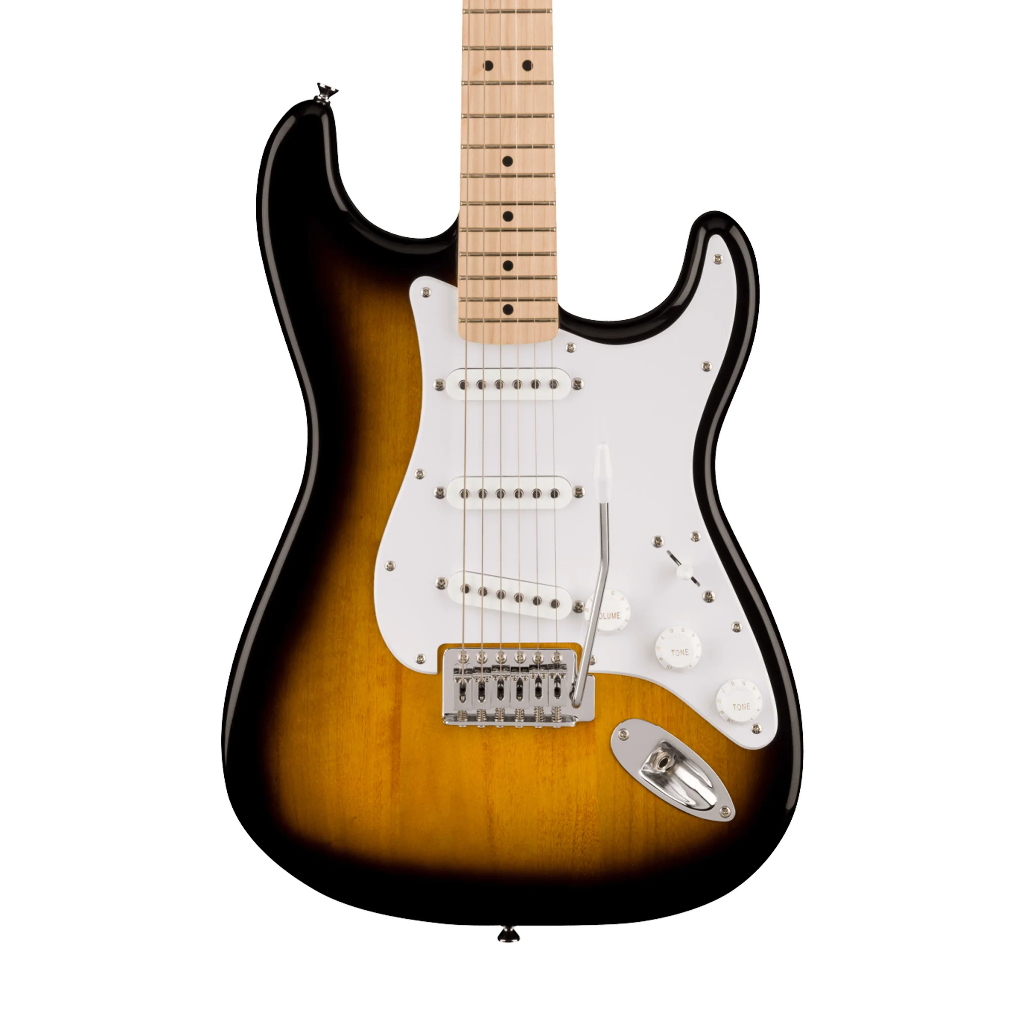 Squier Sonic Stratocaster Pack w/Gig Bag, Maple FB, 10G, 230V EU, 2-Color Sunburst - Image 6