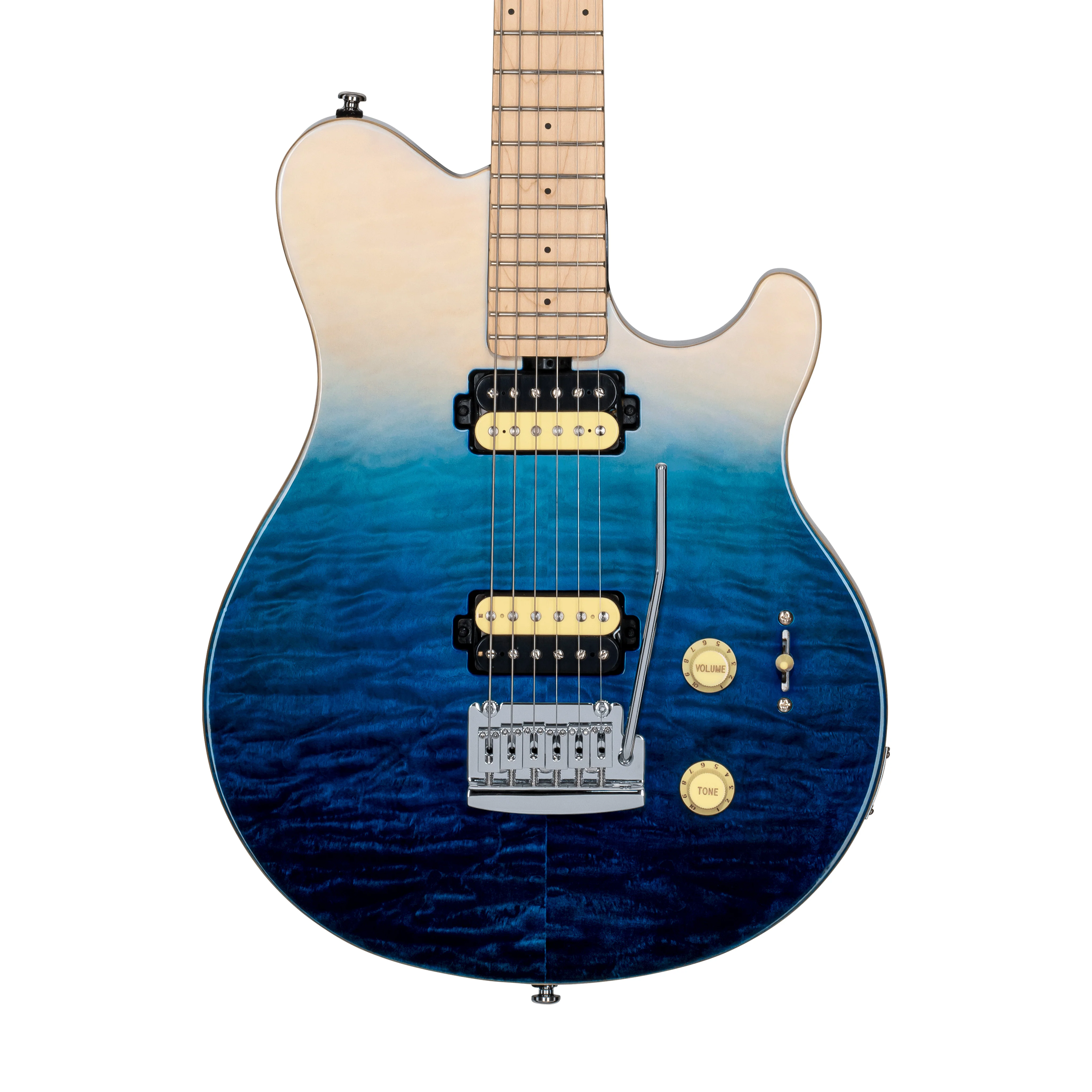 Sterling by Music Man AX3QM Axis Quilted Maple Electric Guitar, Spectrum Blue - Image 4
