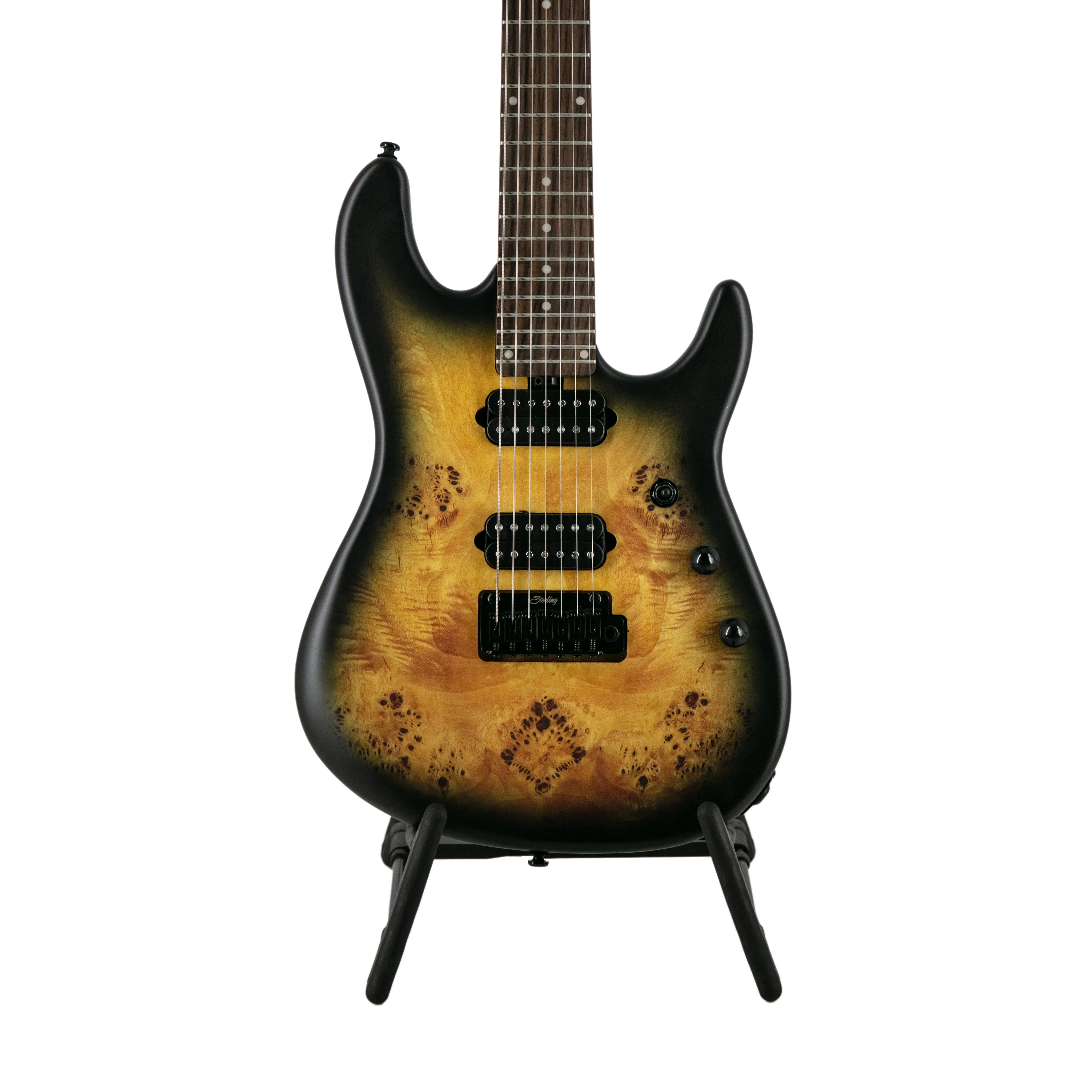 Sterling by Music Man Richardson Cutlass Signature 7-String Electric Guitar, Natural Poplar Burl Burst, SB1XXXX - Image 4