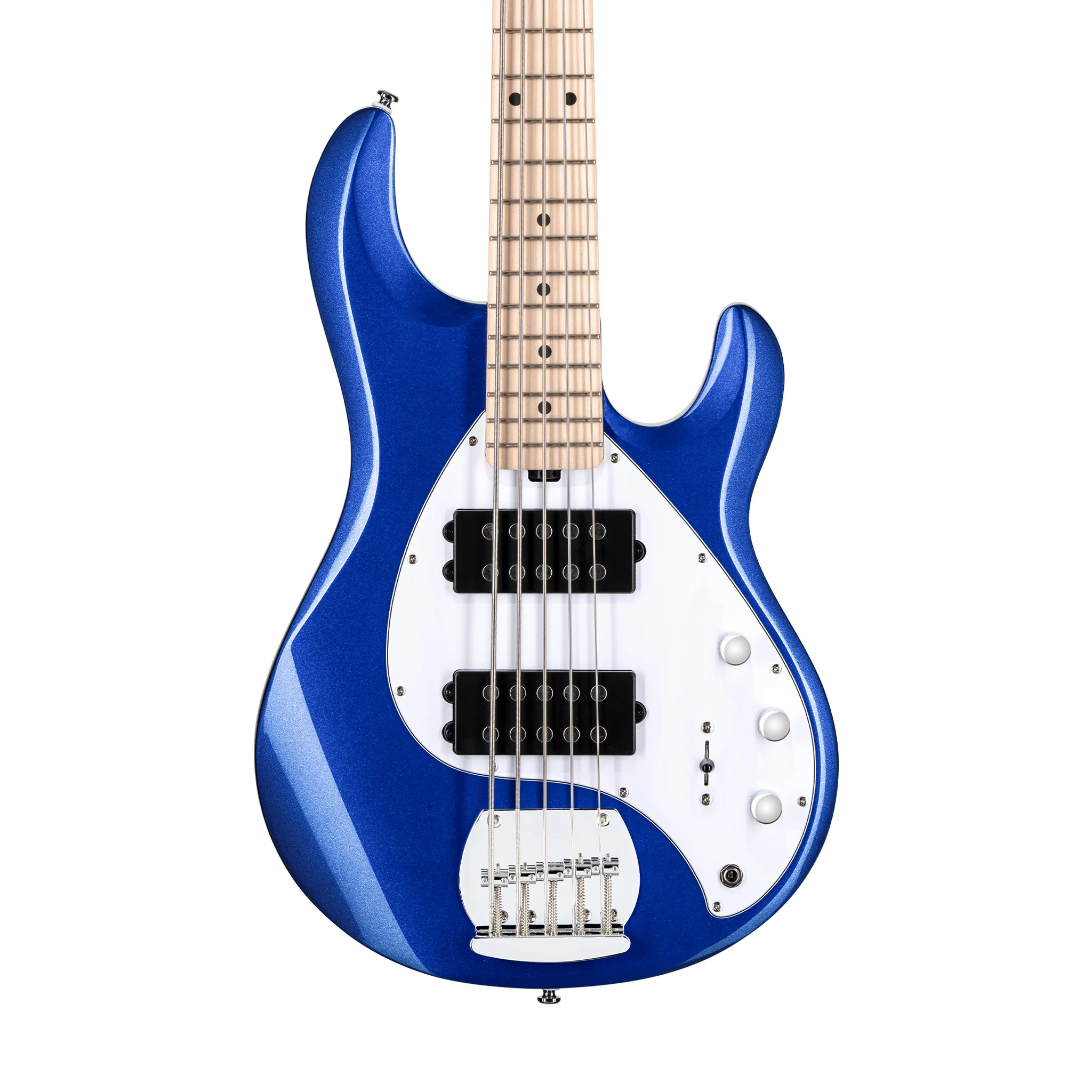Sterling S.U.B Series Ray5 HH 5-String Electric Bass Guitar, Cobra Blue - Image 4
