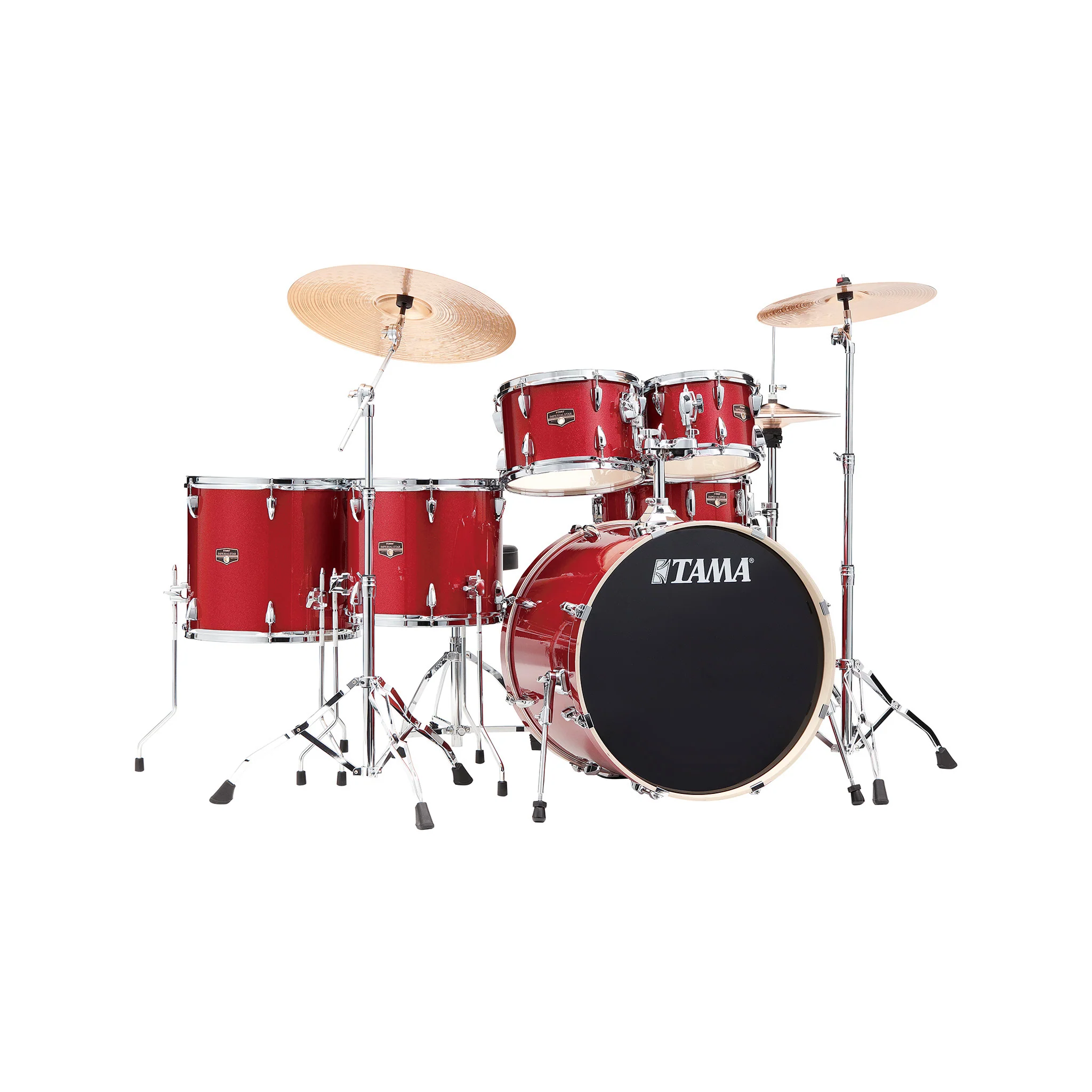 TAMA IP62H6W-BRM Imperialstar Drum 6-Piece Drum Kit w/Hardware+Throne, Burnt Red Mist w/ Meinl HCS Cymbals Bundle