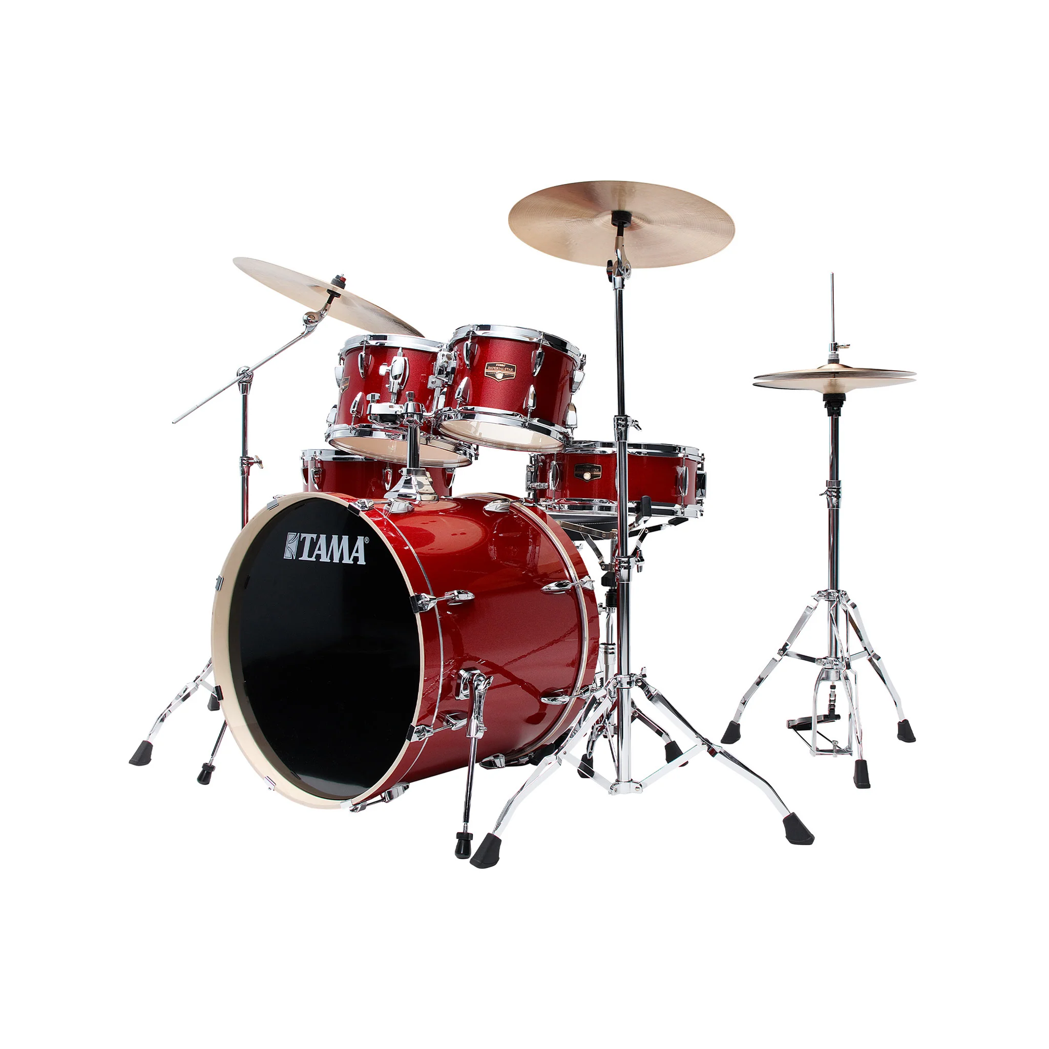TAMA IP62H6W-BRM Imperialstar Drum 6-Piece Drum Kit w/Hardware+Throne, Burnt Red Mist w/ Meinl HCS Cymbals Bundle - Image 2