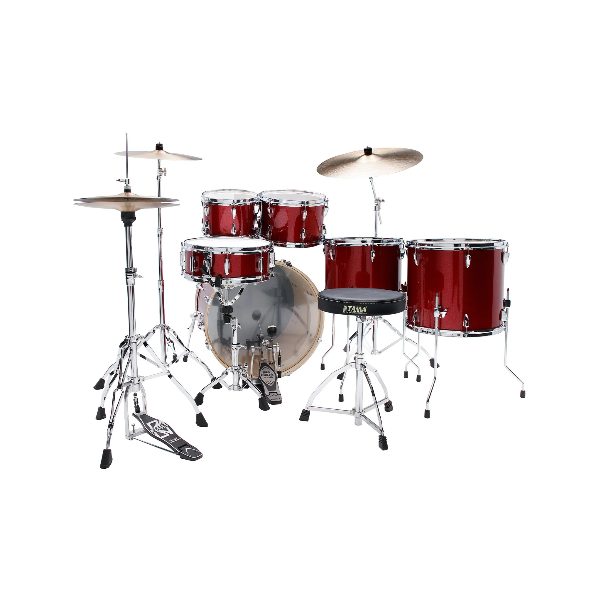 TAMA IP62H6W-BRM Imperialstar Drum 6-Piece Drum Kit w/Hardware+Throne, Burnt Red Mist w/ Meinl HCS Cymbals Bundle - Image 3