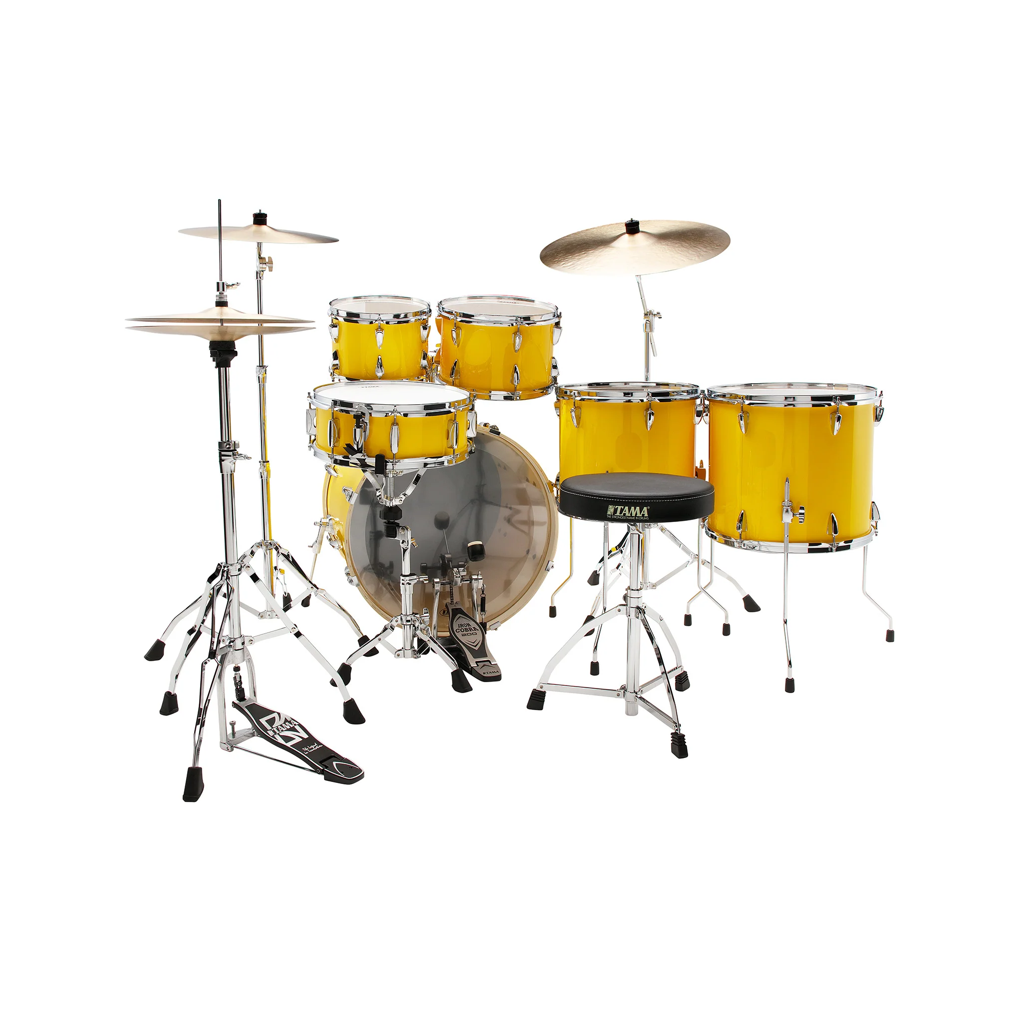 TAMA IP62H6W-ELY Imperialstar Drum 6-Piece Drum Kit w/Hardware+Throne, Electric Yellow - Image 3