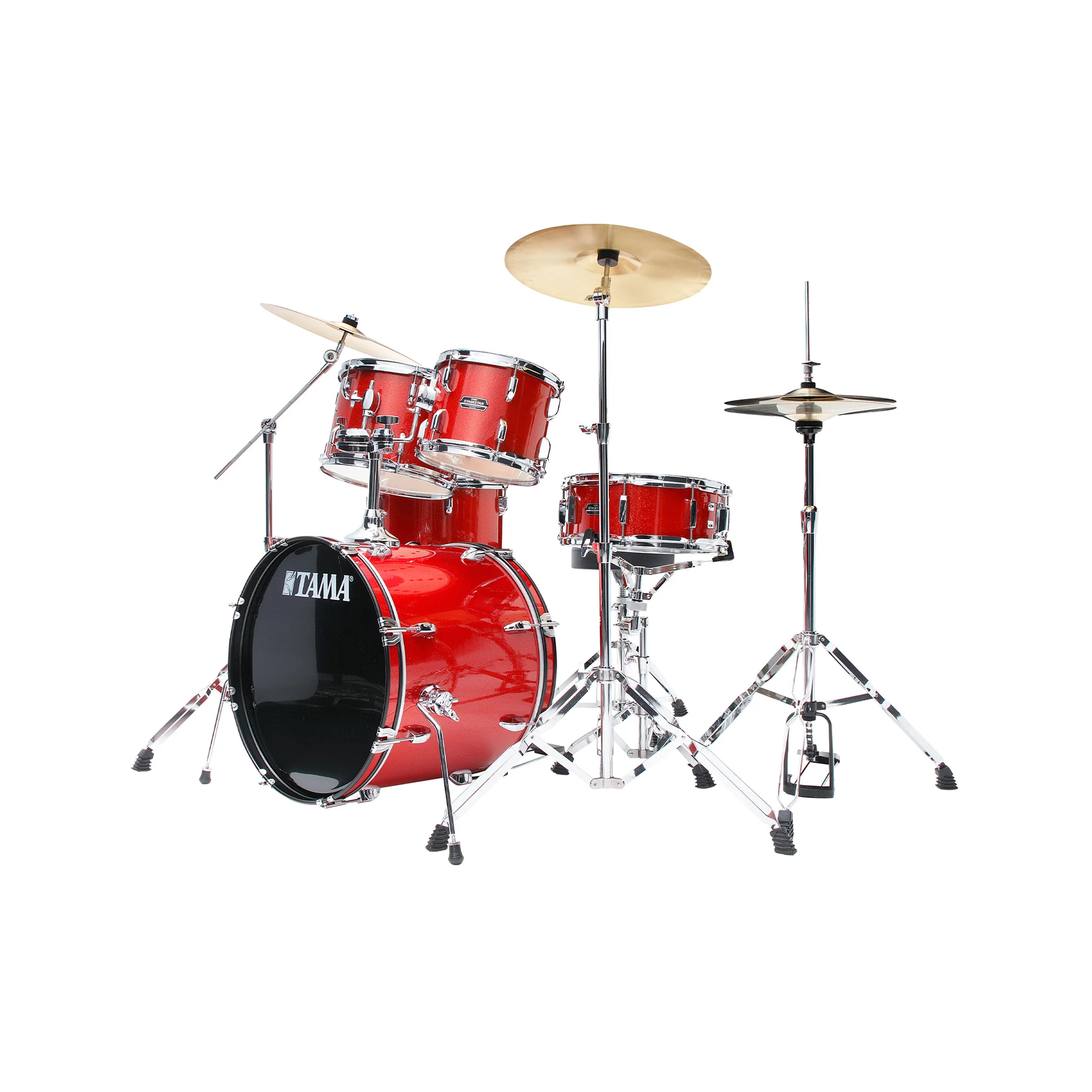 TAMA ST50H6C-CDS Stagestar 5-Piece Drum Kit w/ Hardware+Throne+Cymbals, Candy Red Sparkle - Image 2