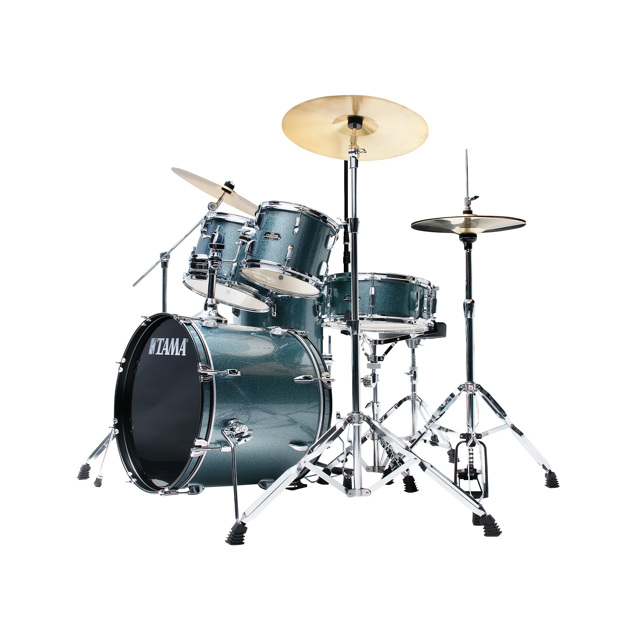 TAMA ST50H6C-SEM Stagestar 5-Piece Drum Kit w/ Hardware+Throne+Cymbals, Sea Blue Mist - Image 2