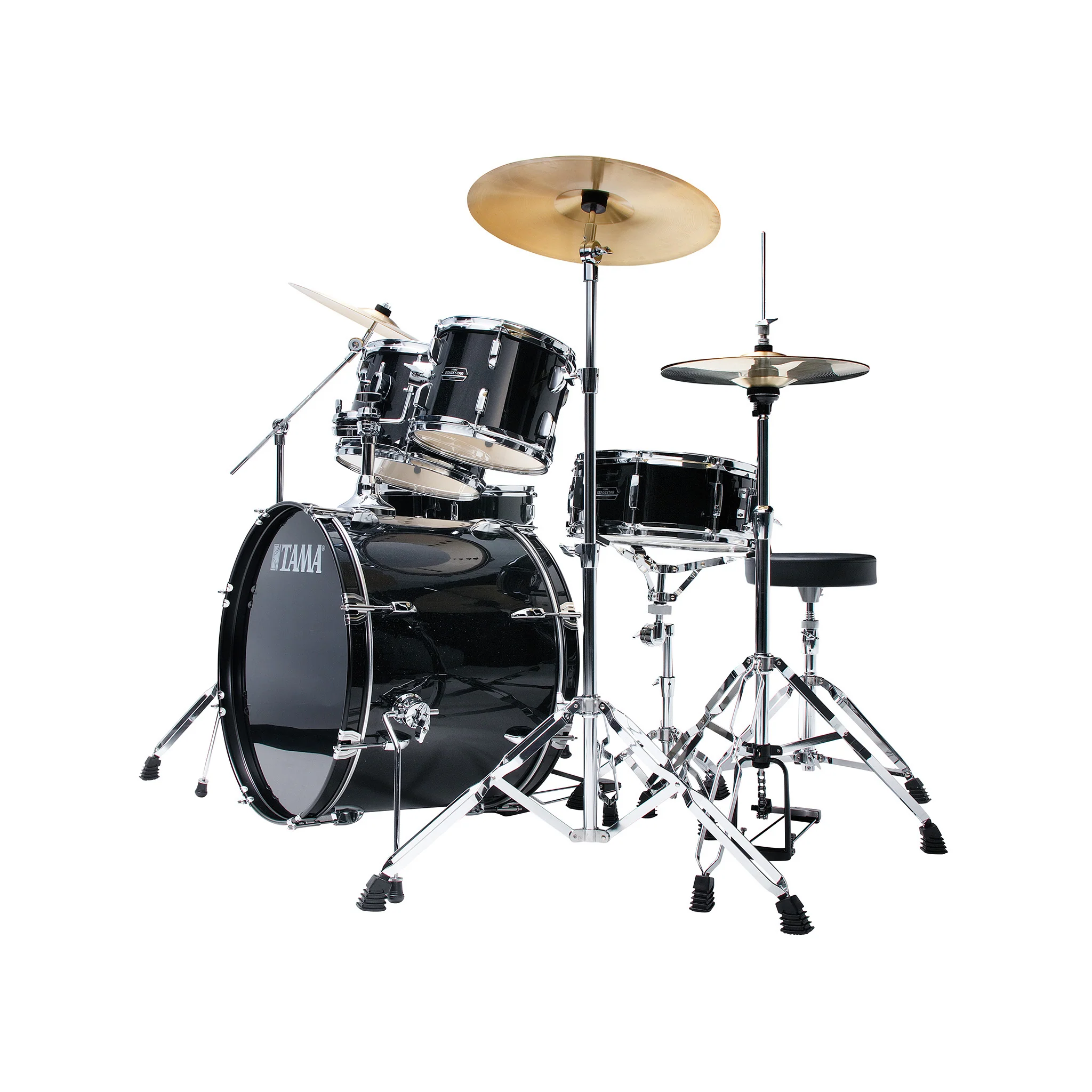TAMA ST52H6-BNS Stagestar 5-Piece Drum Kit w/ Hardware+Throne, Black Night Sparkle Bundle w/ Meinl HCS Cymbals Bundle - Image 2