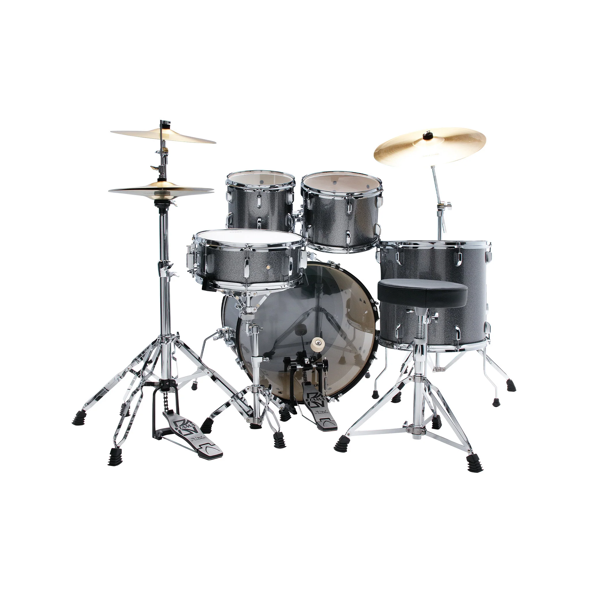 TAMA ST52H6-CSS Stagestar 5-Piece Drum Kit w/ Hardware+Throne, Cosmic Silver Sparkle w/ Meinl HCS Cymbals Bundle - Image 3