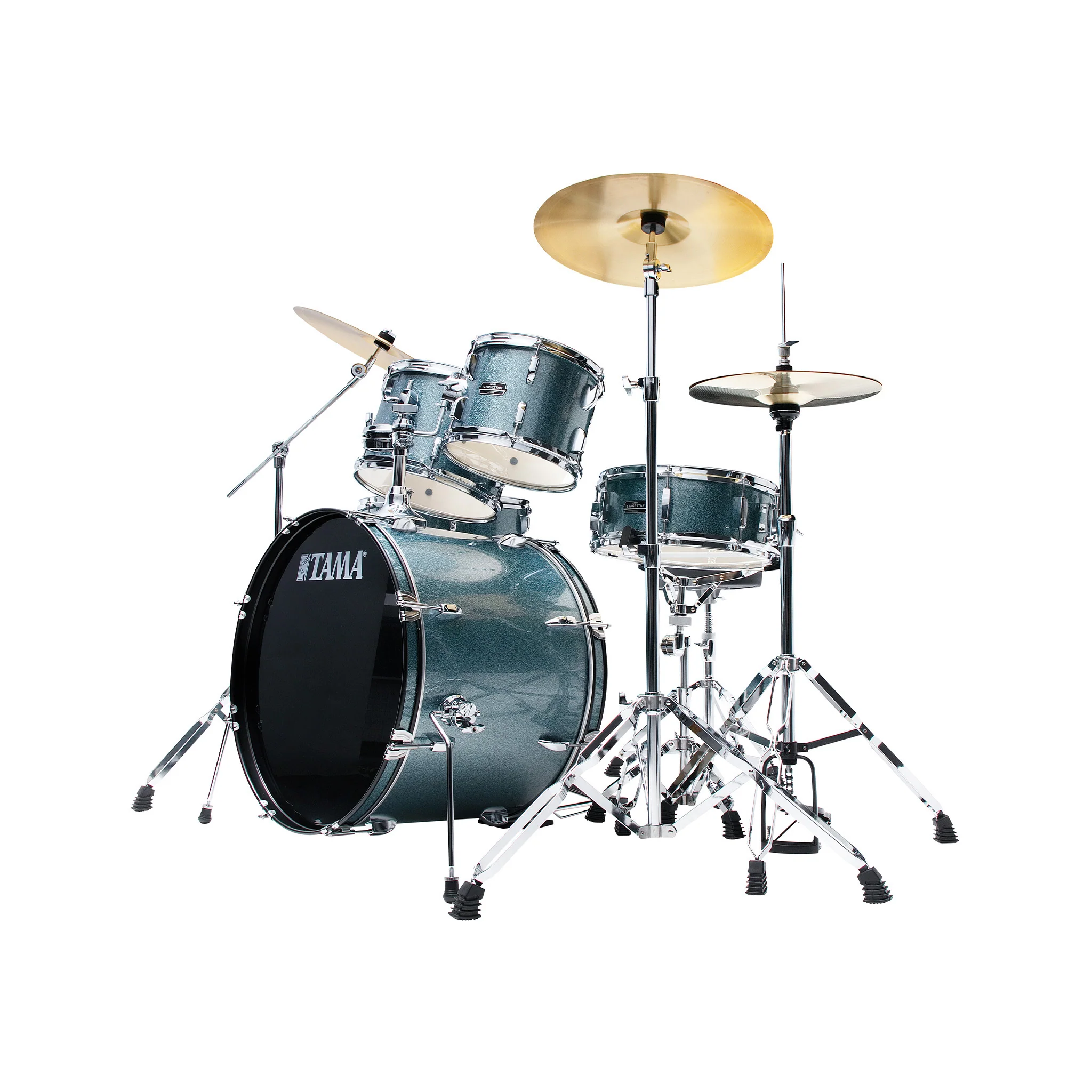 TAMA ST52H6-SEM Stagestar 5-Piece Drum Kit w/ Hardware+Throne, Sea Blue Mist w/ Sabian SBR Cymbals Bundle - Image 2