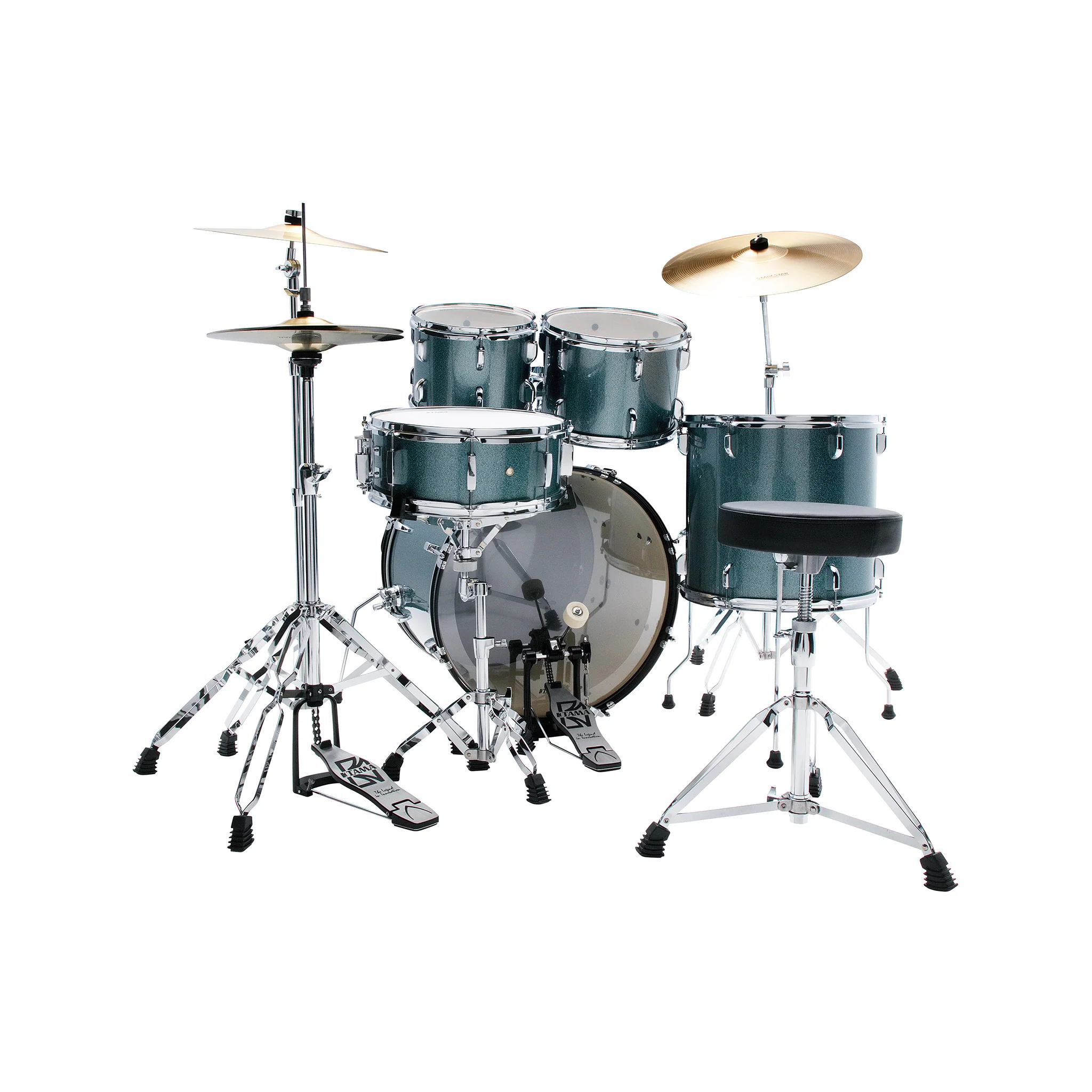 TAMA ST52H6-SEM Stagestar 5-Piece Drum Kit w/ Hardware+Throne, Sea Blue Mist w/ Sabian SBR Cymbals Bundle - Image 3