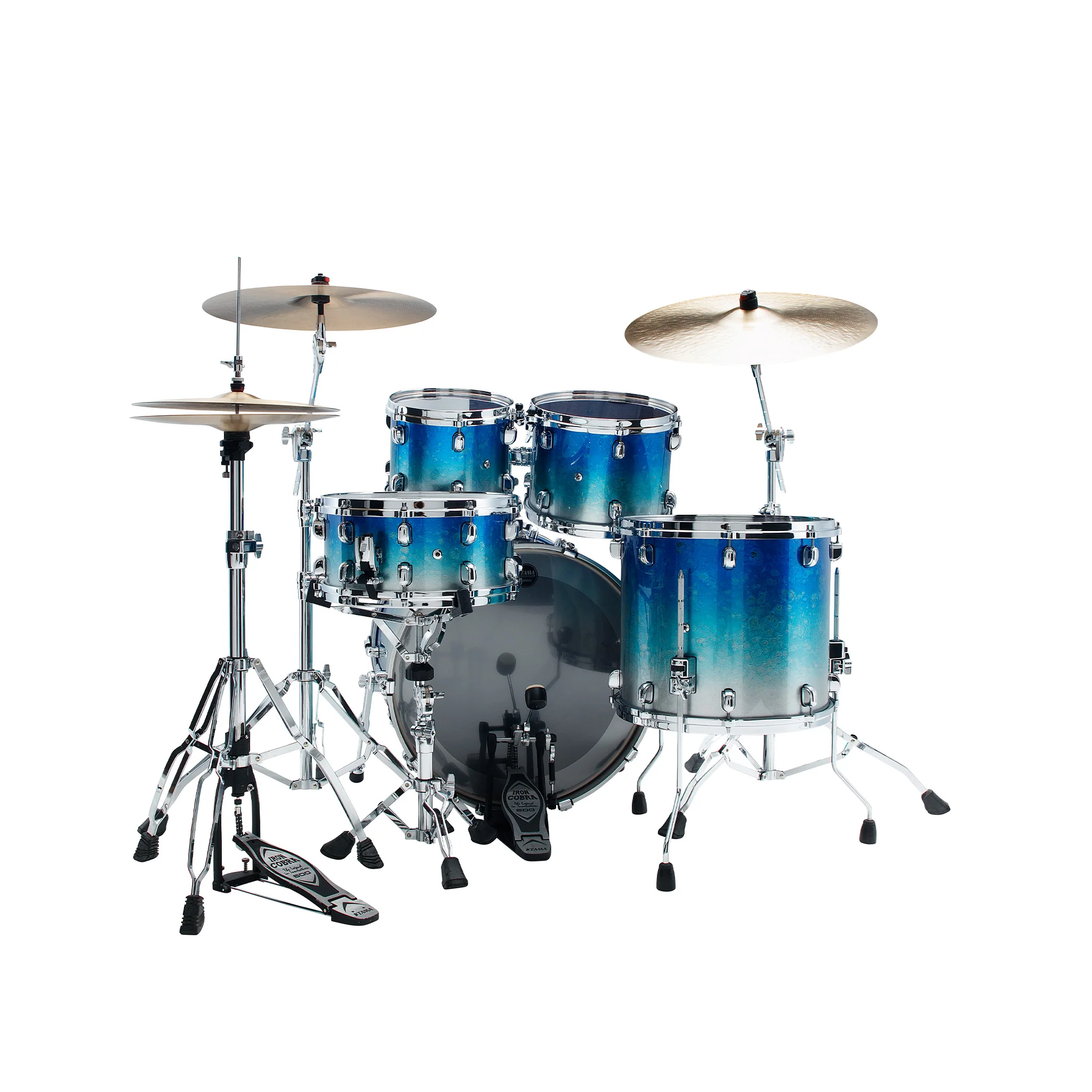 TAMA WBS42S-MBI Starclassic Walnut/Birch 4-Piece Drum Shell Kit, Molten Blue Ice Fade - Image 3
