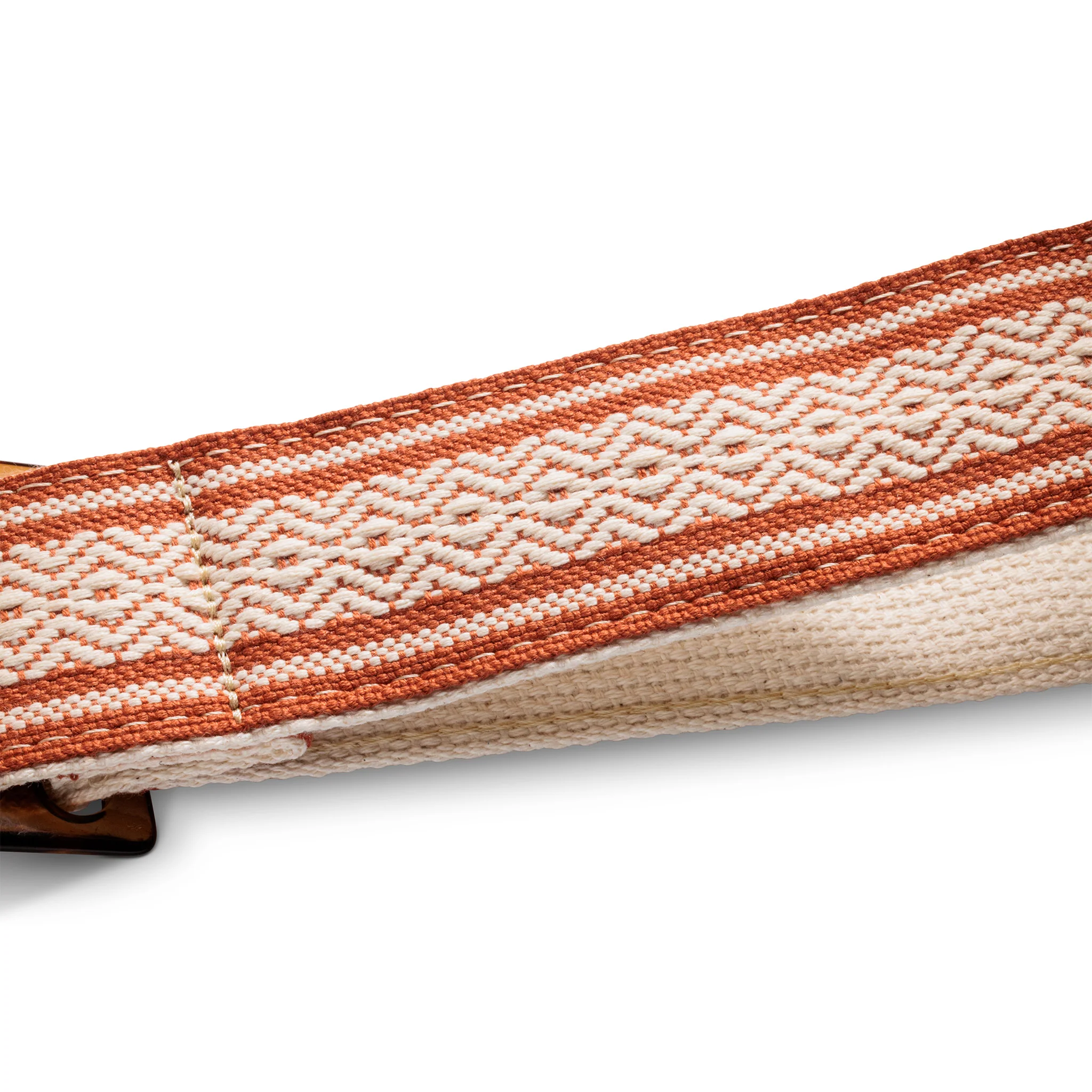 Taylor 2Inch Academy Jacquard Leather Guitar Strap w/Amber Buckle, White/Brown - Image 6