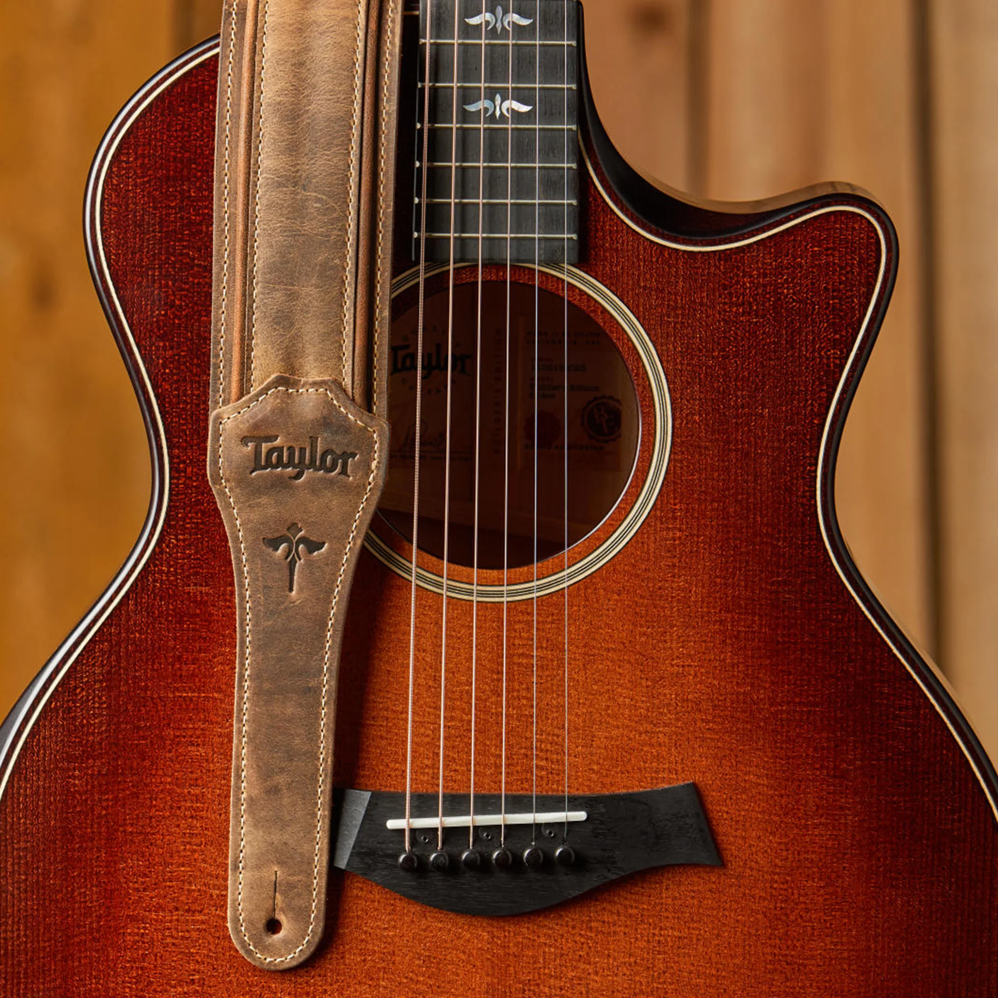 Taylor 600 Series Wings Leather Guitar Strap, Dark Brown, 2.5inch - Image 2