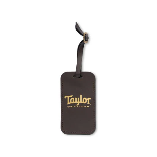 Taylor Leather Luggage Tag, Chocolate Brown w/Gold Logo - Image 2