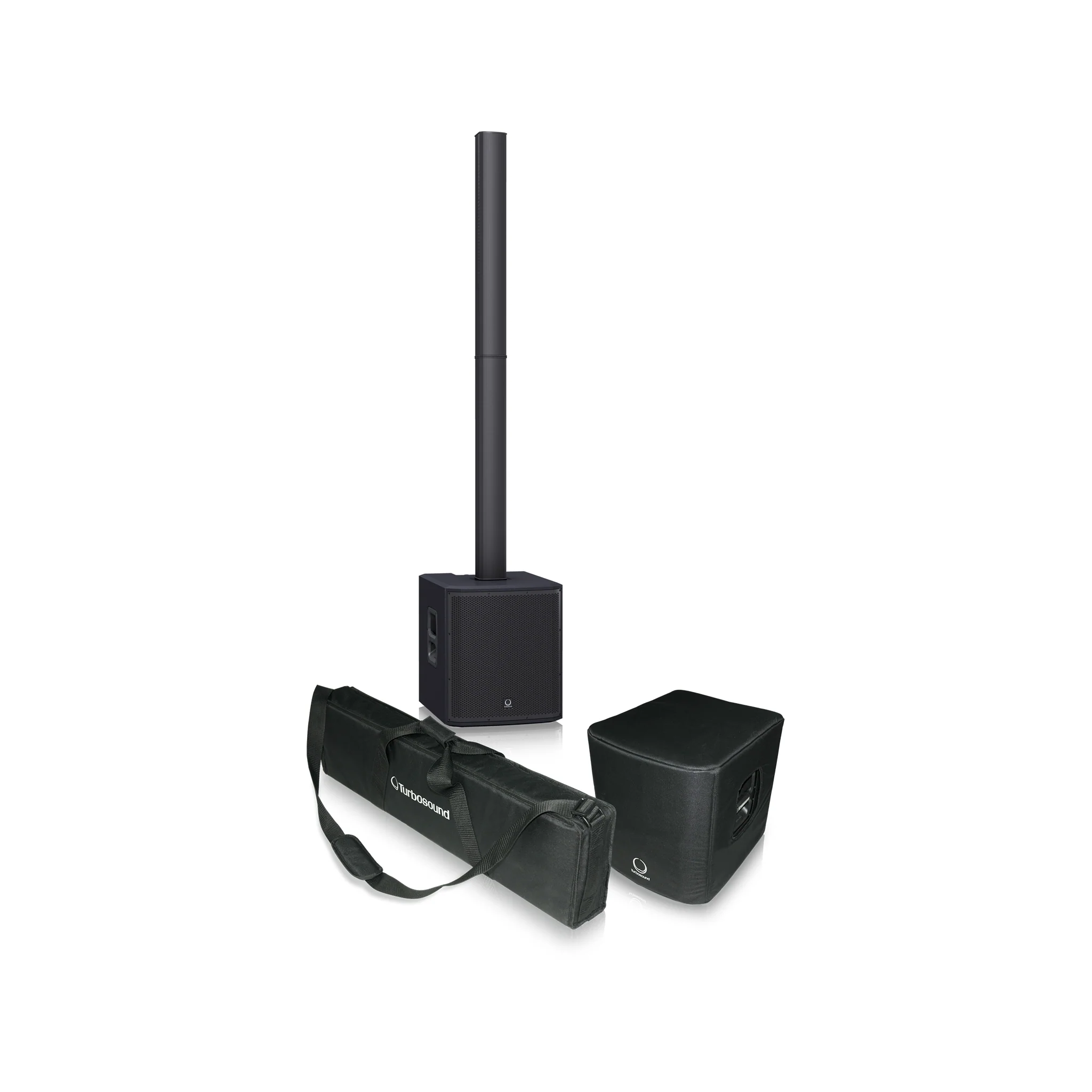 Turbosound iP2000 Bundle - 1,000 Watt Powered Column Loudspeaker with 12" Subwoofer and Transport Bag - Image 2